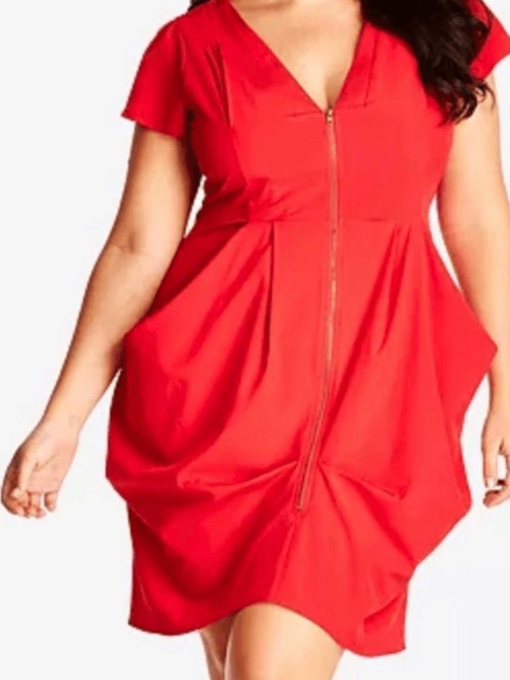 City Chic Front Zip Tunic Dress red black Botanical M/18 NWT - Picture 6 of 6